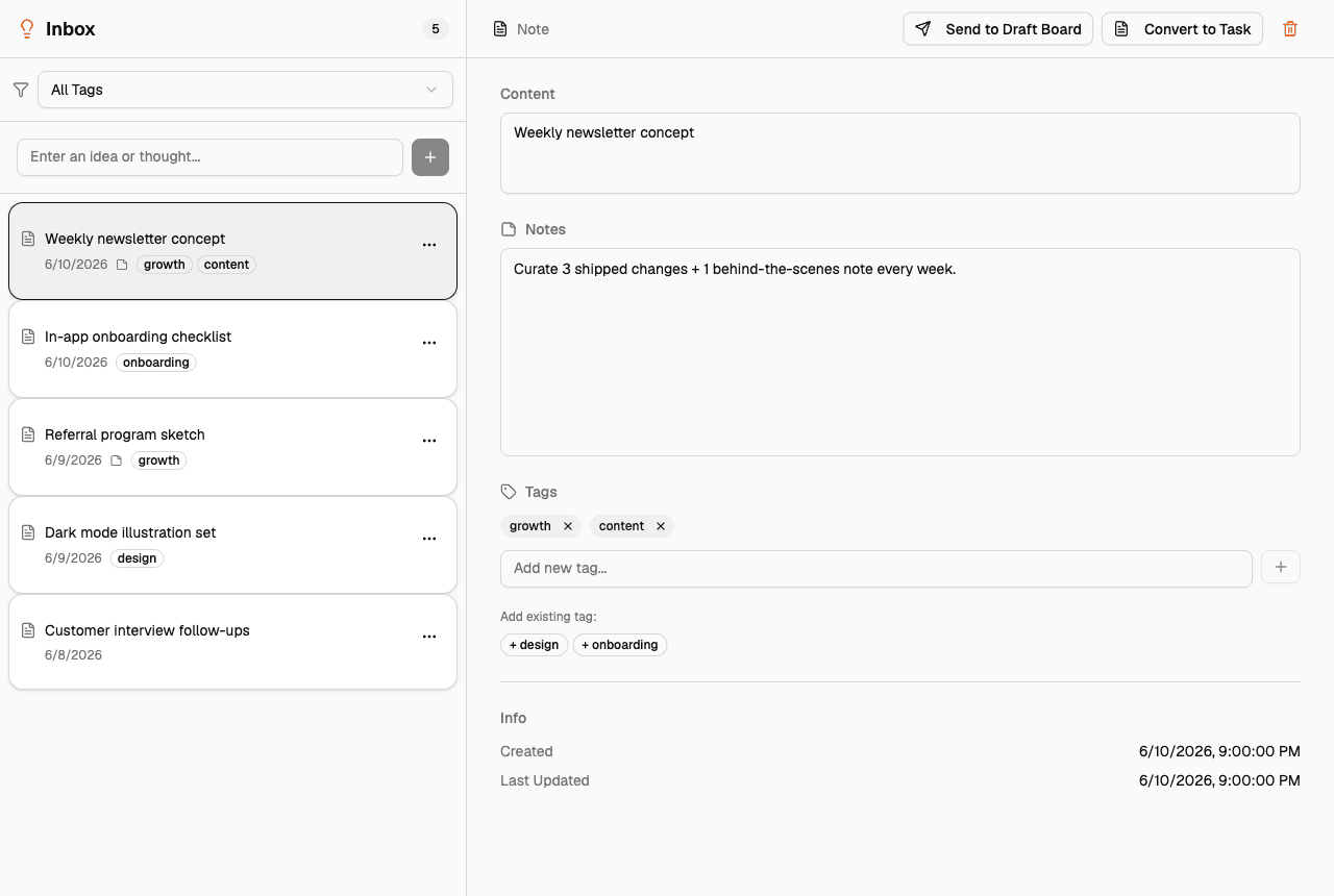 The Inbox screen