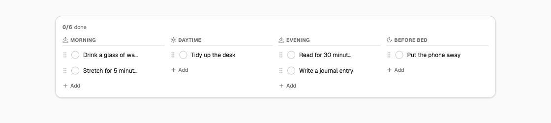 The Routine screen